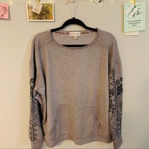 Boho embroidered gray sweatshirt